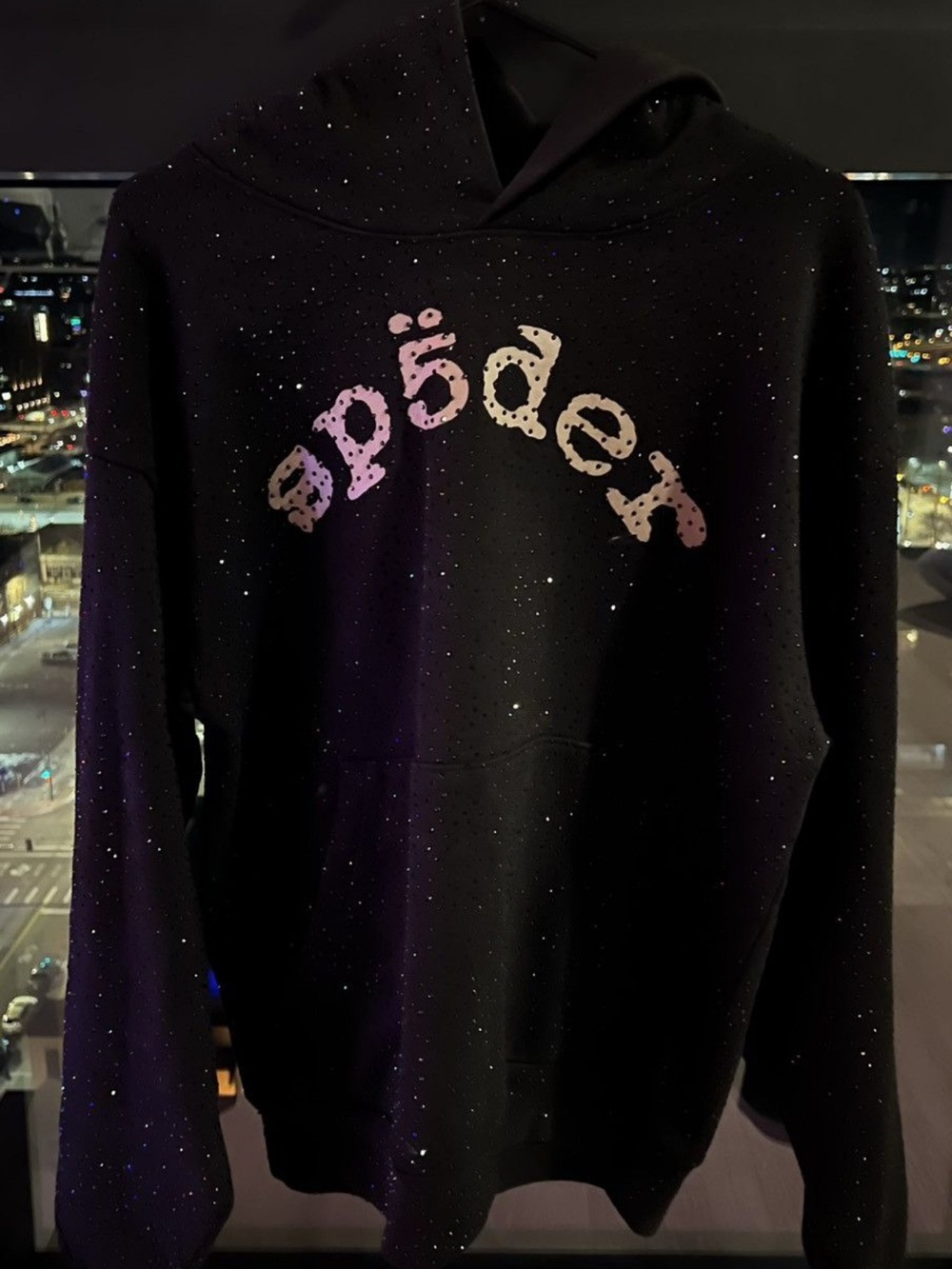 Sp5der VVS Rhinestone Shiny Hoodie